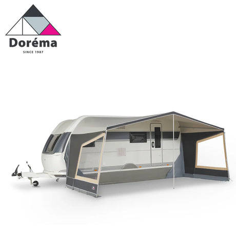 Dorema Panorama Nature Sun Canopy in Desert color, showcasing a spacious outdoor shade structure.