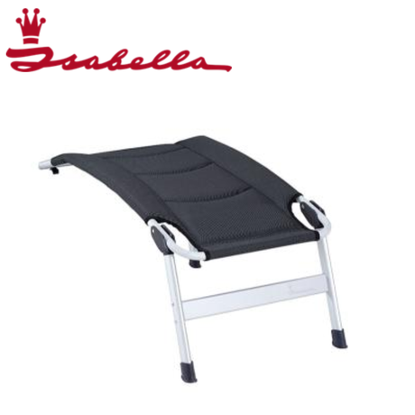 Dark grey Isabella footrest designed for Thor, Odin, Loki, and beach chairs, shown with a comfortable cushion and sturdy support.