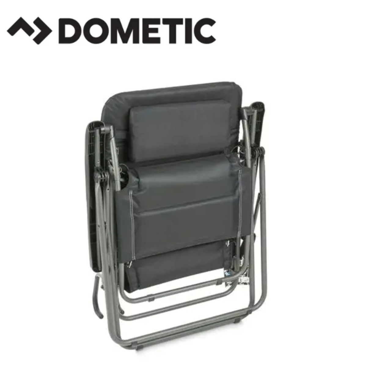 Dometic Serene Firenze recliner chair with plush cushioning and wooden armrests, designed for comfortable lounging.