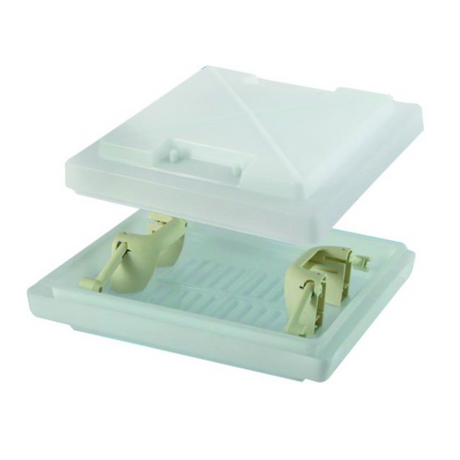 White MPK 400x400 roof dome with handles, featuring a sturdy plastic construction and a smooth, rounded shape.