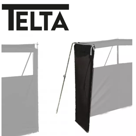 Telta Teltex windbreak door panel in grey with a durable frame and clear panels for outdoor protection.