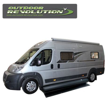 Outdoor Revolution Motorhome XL draught excluder in use, blocking drafts at the entrance of a motorhome.