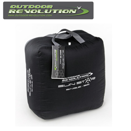 Outdoor Revolution SunStar Single 300 sleeping bag in vibrant color, laid flat on a grassy surface, showcasing its design.