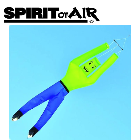 Colorful Spirit of Air Cloud Dude windsock with a playful cloud figure, showcasing vibrant design and fabric movement.