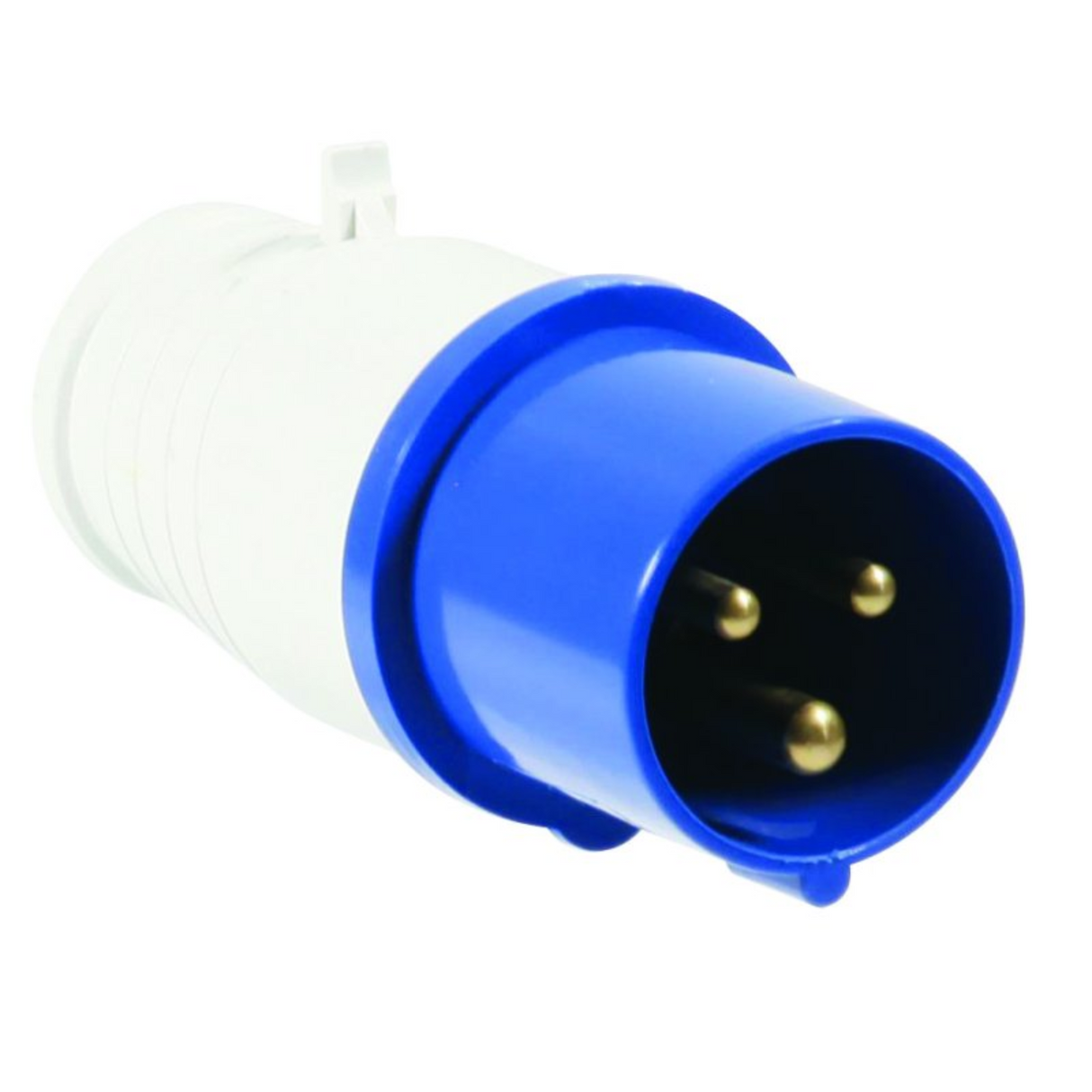 Male mains site plug by Electrical with a sturdy design and three prong configuration.