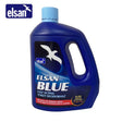 Elsan Blue 4L Toilet Fluid bottle with blue liquid inside, designed for toilet cleaning and sanitation.