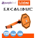 Purpleline Excalibur Wheel Lock designed for securing wheels, featuring a sturdy construction and vibrant purple color.