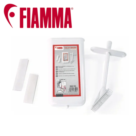 Fiamma toilet brush with Bi-Pot holder, featuring a sleek design and durable bristles for effective cleaning of toilets.