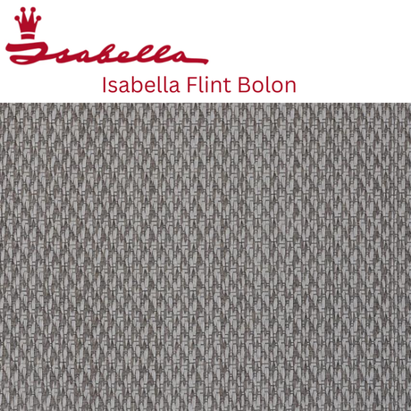 Isabella Bolon awning carpet in Flint color, showing a close-up of textured woven fabric suitable for outdoor awning decoration.
