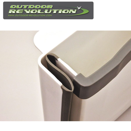 Outdoor Revolution 9L folding bin in a compact, folded position, showcasing its lightweight design and versatile use.