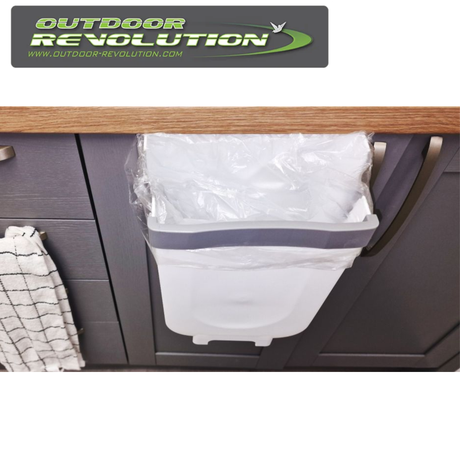 Outdoor Revolution 9L folding bin in a compact design, ideal for outdoor storage and organization.