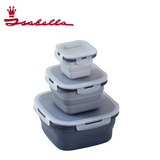 Set of three Isabella folding food boxes made of durable material, ideal for storing and organizing meals and snacks.