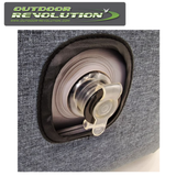 Outdoor Revolution Campese Inflatable Footrest in a relaxed position, showcasing its durable material and ergonomic design.