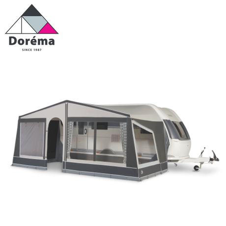 Dorema Panorama Nature Sun Canopy Front Panels in natural color, showcasing fabric texture and design details.