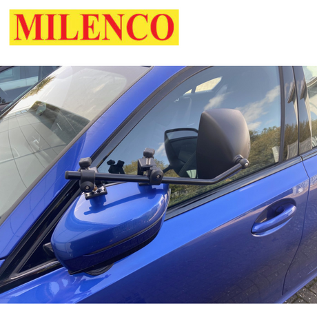 Milenco Grand Aero Platinum Standard Mirrors Pair 6613, showcasing a sleek design and adjustable mounting features.