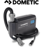 Dometic Gale 12V electric pump showing compact design and inlet/outlet ports for efficient fluid transfer.