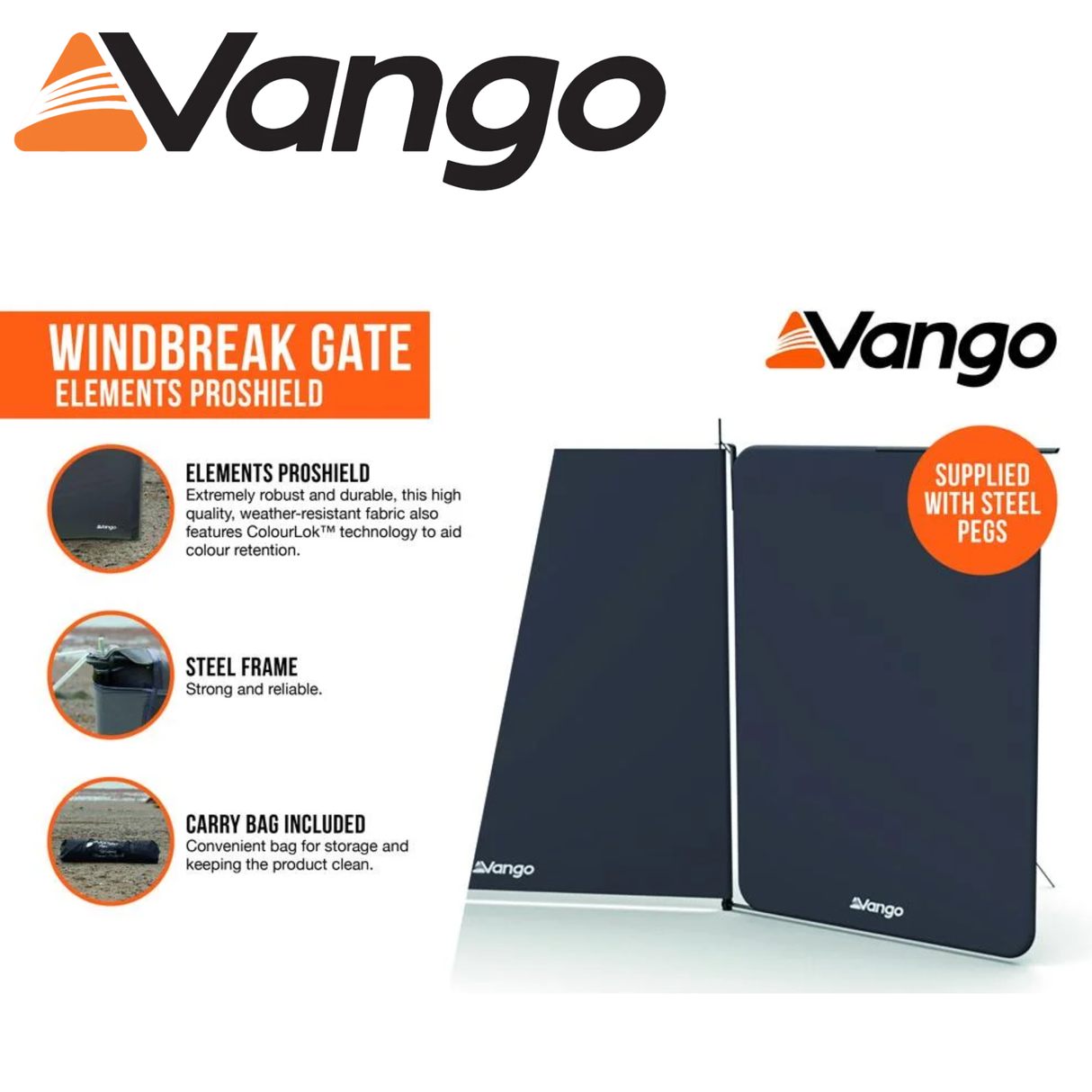 Vango Winbreak Gate featuring Element ProShield, showcasing durable construction and easy-to-use design in outdoor setting.