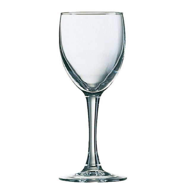 Clear P.L.S premium wine glass with a 230ml capacity, showcasing a elegant, transparent design for wine serving.