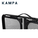 Kampa grate side table measuring 60x40cm with a sturdy metal frame and slatted surface, ideal for outdoor use.