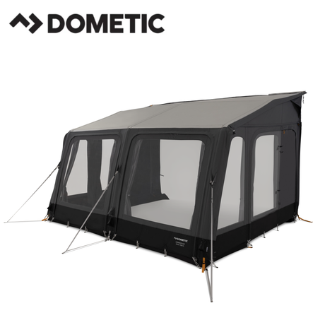Dometic Grande AIR Stay 390 S porch awning with fabric and airframe, providing shade and shelter for outdoor camping.