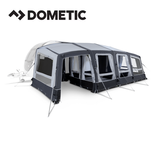 Dometic Grande Air All Season Extension awning, showcasing durable fabric and spacious design for outdoor comfort.
