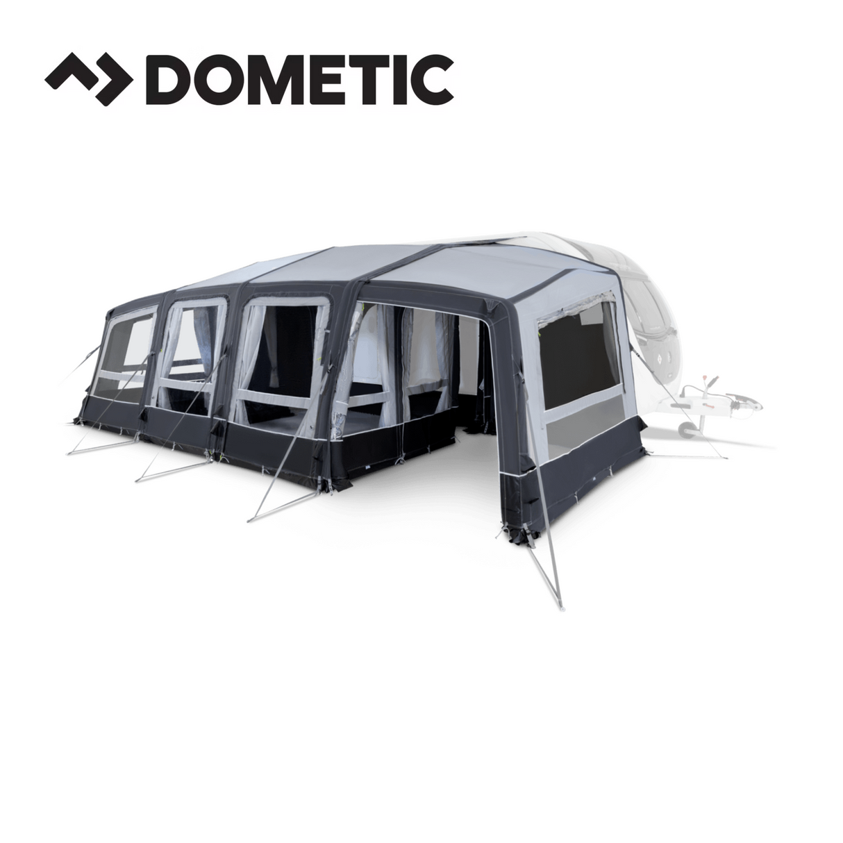 Dometic Grande Air All Season Extension for awnings, showcasing a spacious, durable fabric design in a camping setup.