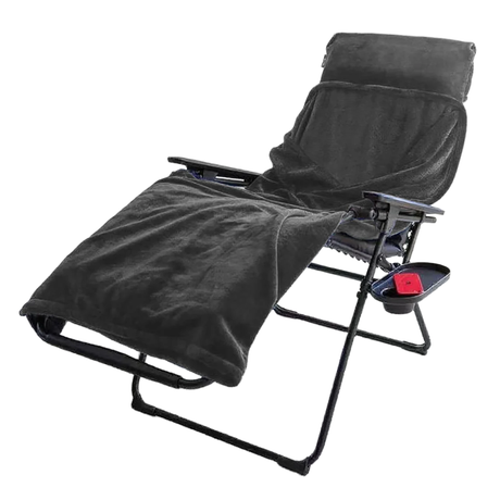 Gray Quest Leisure 3-in-1 fleece chair blanket draped over a chair, showcasing its soft, cozy fabric and versatile design.
