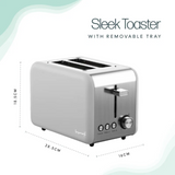 Streetwize grey toaster with two slots, modern design, and control knobs for toasting bread and bagels.