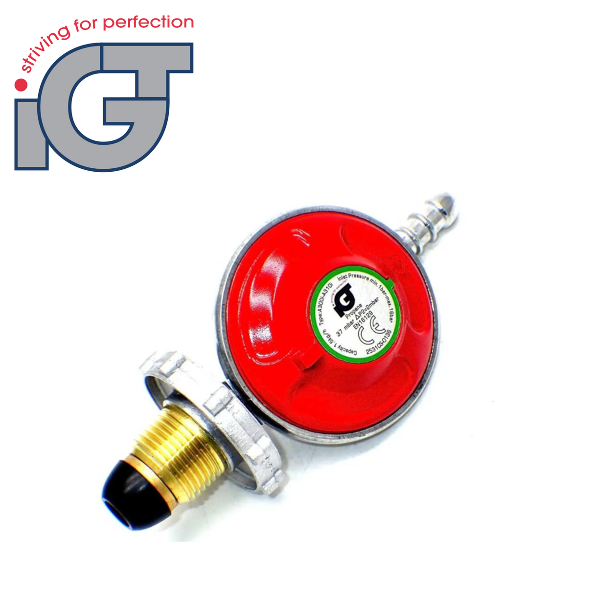 IGT propane handwheel regulator with a durable design, showing the handwheel and connection points.