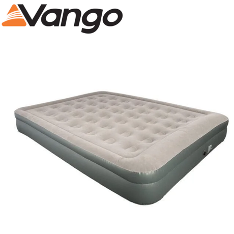 Vango Hi Rise Double Flocked Airbed with plush surface and sturdy construction, ideal for comfortable sleeping arrangements.