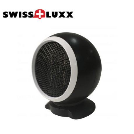 Swiss Luxx mini ceramic fan heater, compact design, 500 watts, ideal for personal heating in small spaces.
