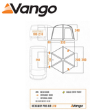 Vango Hexaway Pro Air Low Driveaway Awning set up next to a camper van, showcasing its spacious design and air beams.