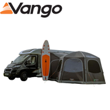 Vango Hexaway Pro Air Tall Driveaway Awning set up next to a campervan, showcasing its spacious design and air beams.