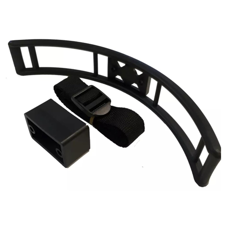 Gas bottle holder with strap and spacer, designed to securely hold propane or gas bottles in place.