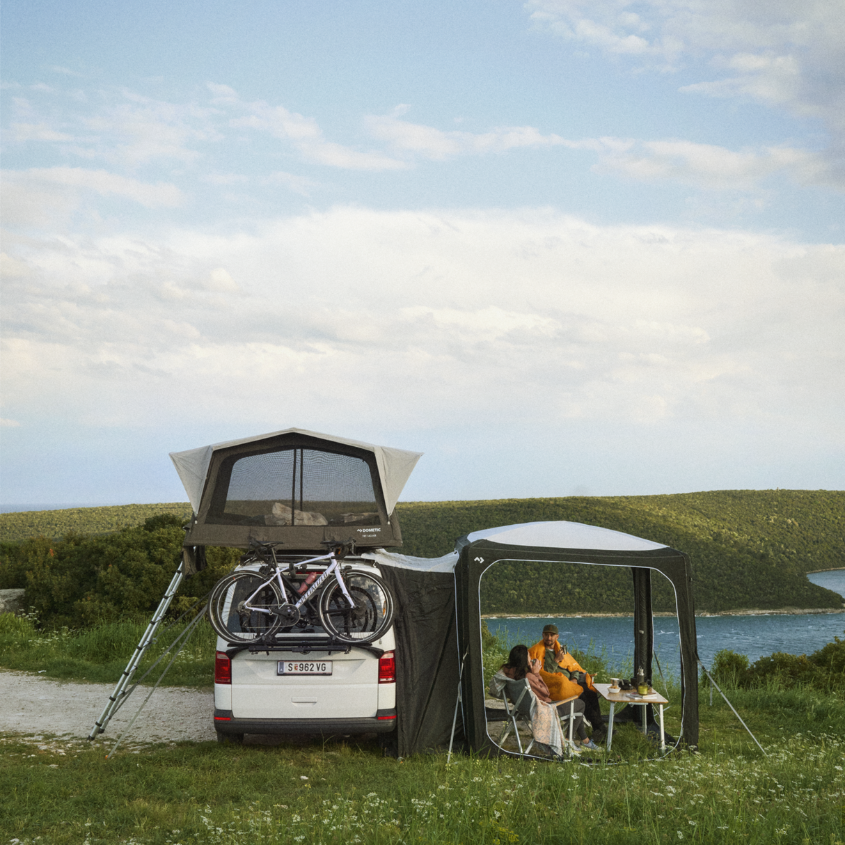 Dometic Air Hub showing a compact, portable design for efficient air distribution in outdoor settings.