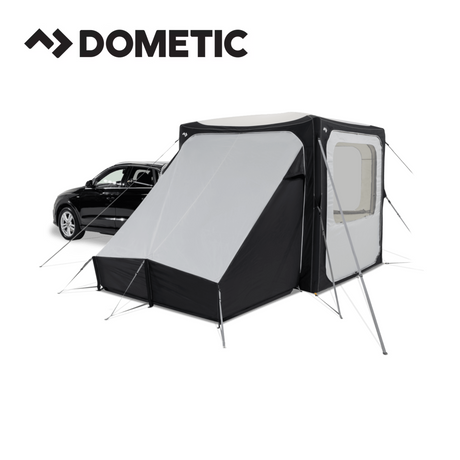 Dometic Hub Annexe shown in a tent setup, featuring spacious design and weather-resistant materials for outdoor use.