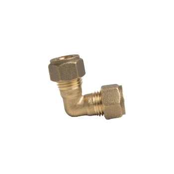 10mm gas fitting equal elbow connector by Cannock Caravan Accessories, showing the chrome-plated metal elbow for plumbing connections.