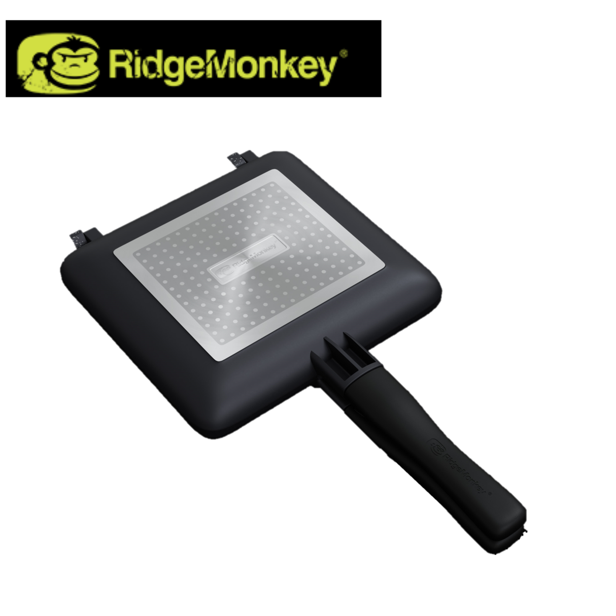 RidgeMonkey Connect Sandwich Toaster XL for induction cooking, showing the large non-stick sandwich toaster with handle and lid.