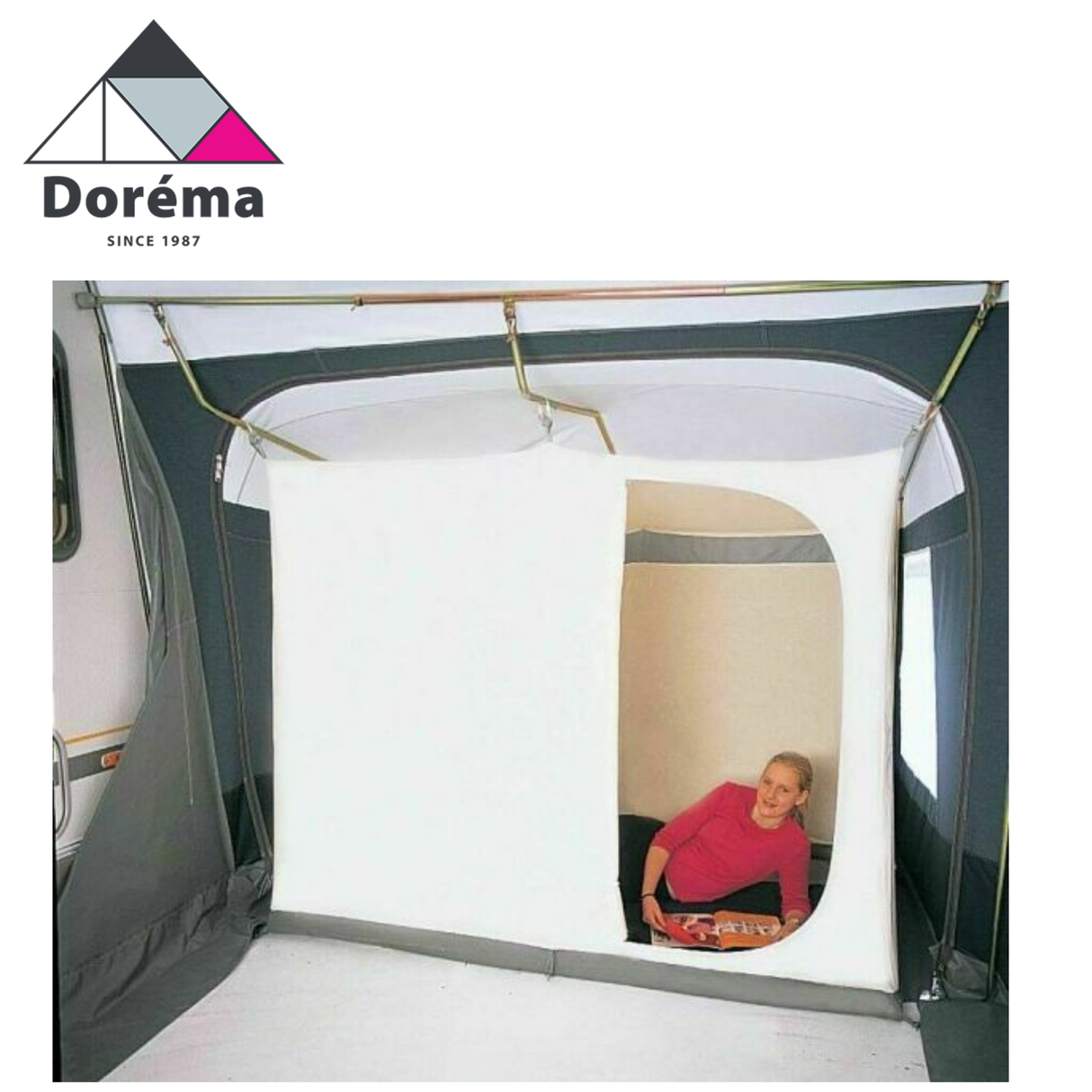 Dorema Addex Inner Tent set up inside a camping tent, showcasing its spacious design and breathable fabric.