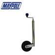 Maypole 34mm 75kg telescopic jockey wheel with rubber tire and metal frame for trailer support and mobility.