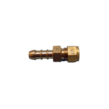 Copper gas nozzle, 8mm gas fitting from Cannock Caravan Accessories, designed for secure gas connections in caravans.