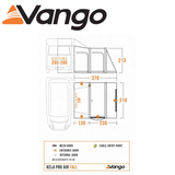 Vango Kela Pro Air Tall Driveaway Awning set up beside a campervan, showcasing its spacious design and airbeam structure.