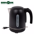 Brunner Minuwatt 1.7l kettle with stainless steel body and black handle, electric kettle for boiling water.