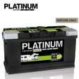 Platinum Leisure Battery LB6110L 12V leisure battery with black casing, designed for RVs and camping applications.