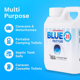 Leisuretime Blue Toilet Fluid bottle with a blue label, designed for effective toilet maintenance and odor control.