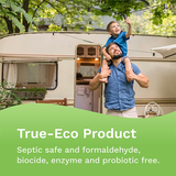 Leisuretime Green Toilet Fluid bottle with green liquid, designed for effective toilet cleaning and maintenance.