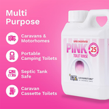 Leisuretime Pink Toilet Rinse bottle with bright pink liquid for effective toilet cleaning and maintenance.