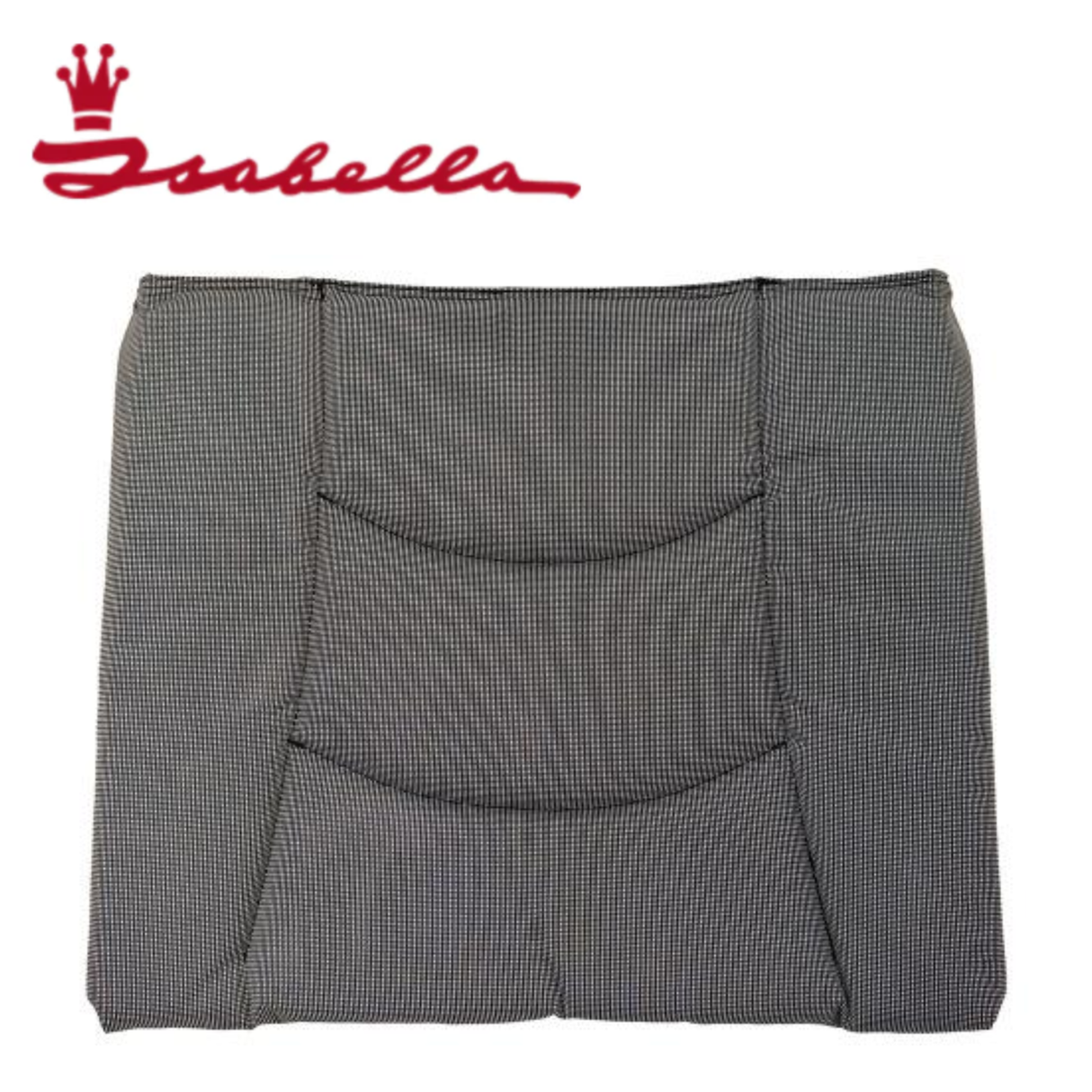 Light grey and dark grey Isabella Thor replacement chair seat, showcasing its cushioned surface and sturdy build in a close-up view.