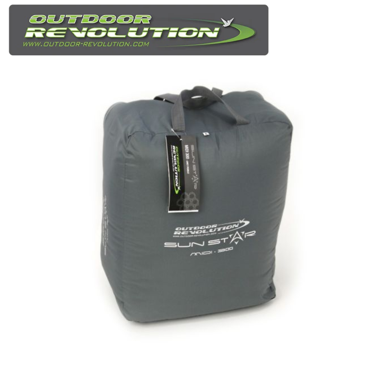 Outdoor Revolution SunStar Midi 300 sleeping bag with a vibrant design, showcasing its comfortable and spacious interior.