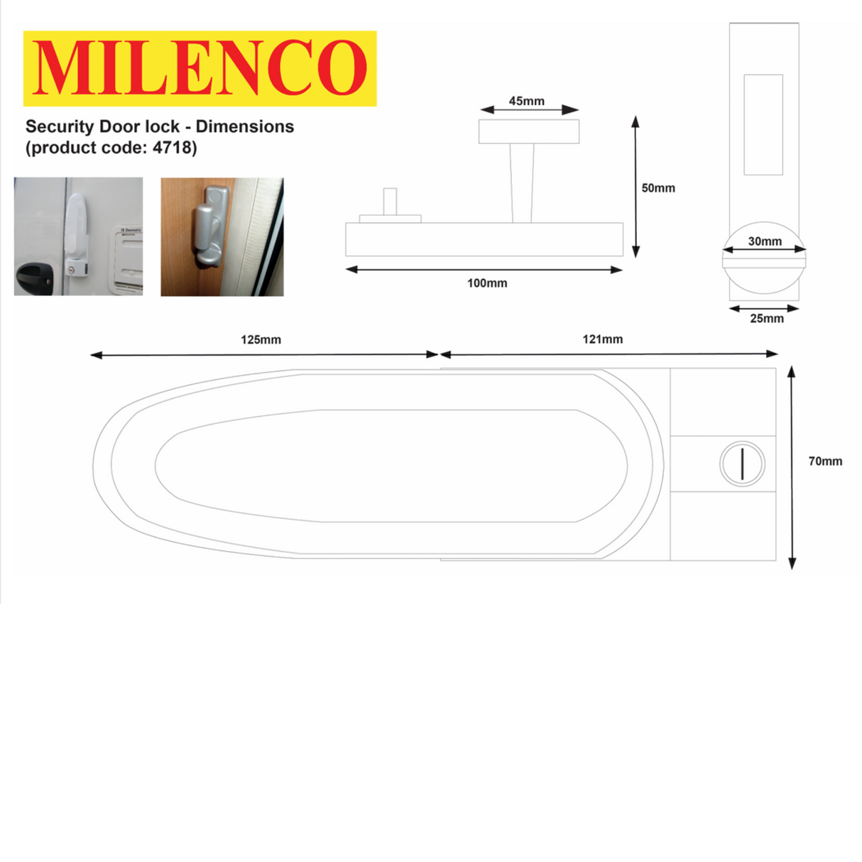 Milenco inside and outside operating security door lock 4718 with a robust design for enhanced home security.